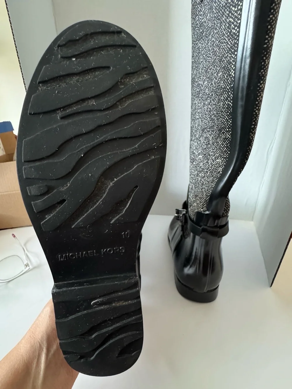 MICHAEL KORS Black Waterproof Rubber Knee High Rain Boots Women's Size 10